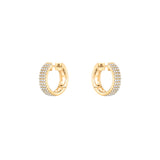 18 Karat Yellow Gold 3 Row Diamond Huggy Earrings