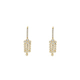 18 Karat Yellow Gold Bezel Chandelier Drop Diamond Earrings