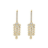 18 Karat Yellow Gold Bezel Chandelier Drop Diamond Earrings