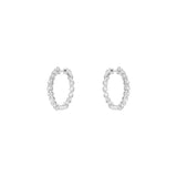 18 Karat White Gold Inside/out Hoop Shared prong hoop Earrings