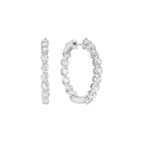 18 Karat White Gold Inside/out Hoop Shared prong hoop Earrings