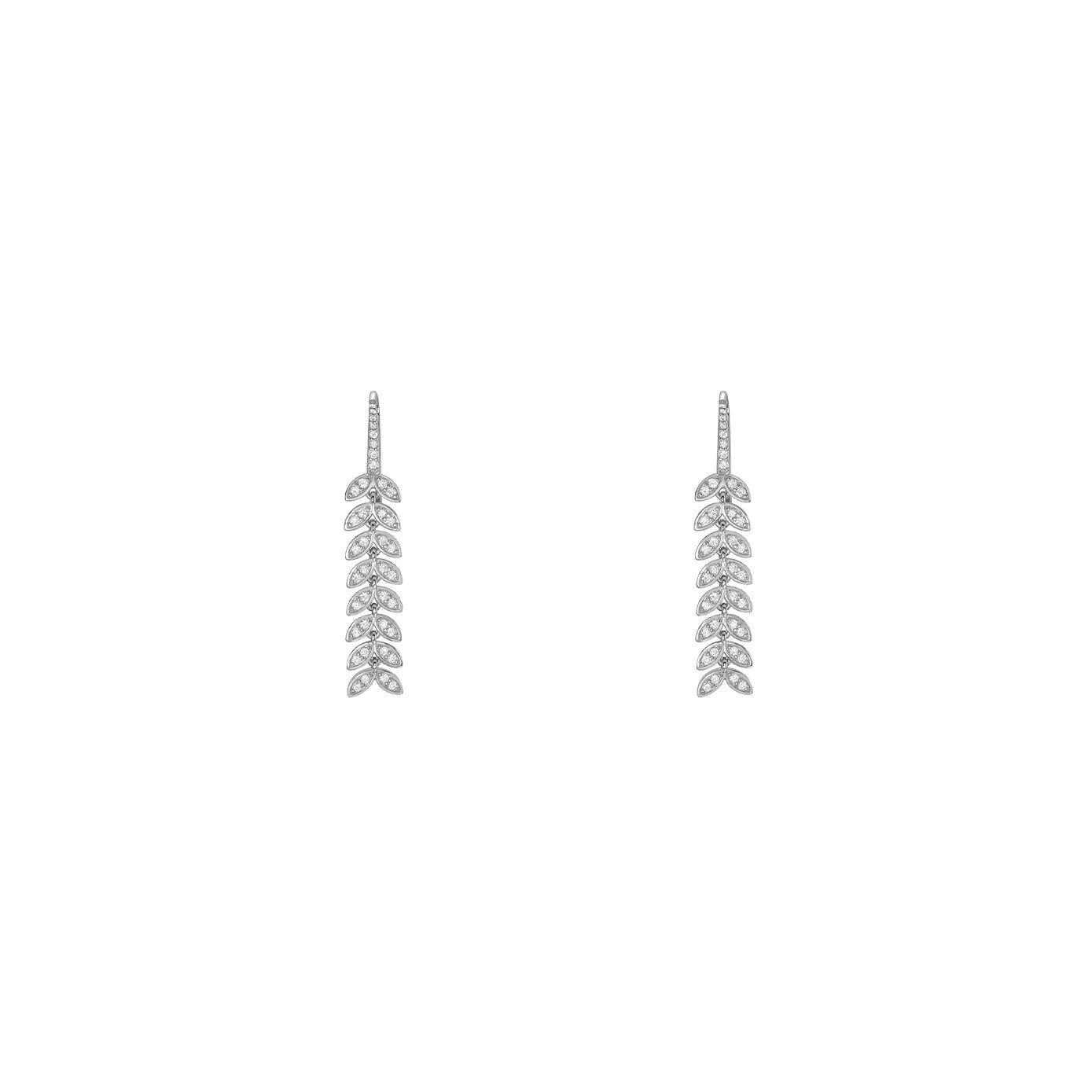 18 Karat White Gold Diamond leaf drop Earrings