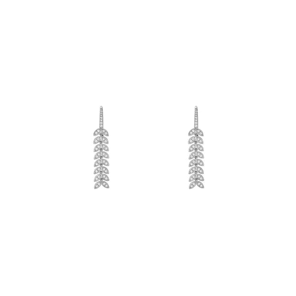 18 Karat White Gold Diamond leaf drop Earrings