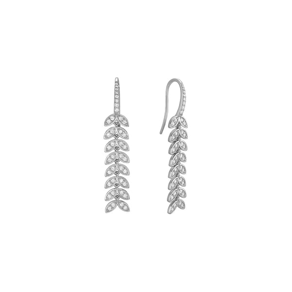 18 Karat White Gold Diamond leaf drop Earrings
