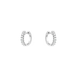 18 Karat White Gold Huggy Emerald cut diamond hoops