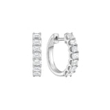 18 Karat White Gold Huggy Emerald cut diamond hoops
