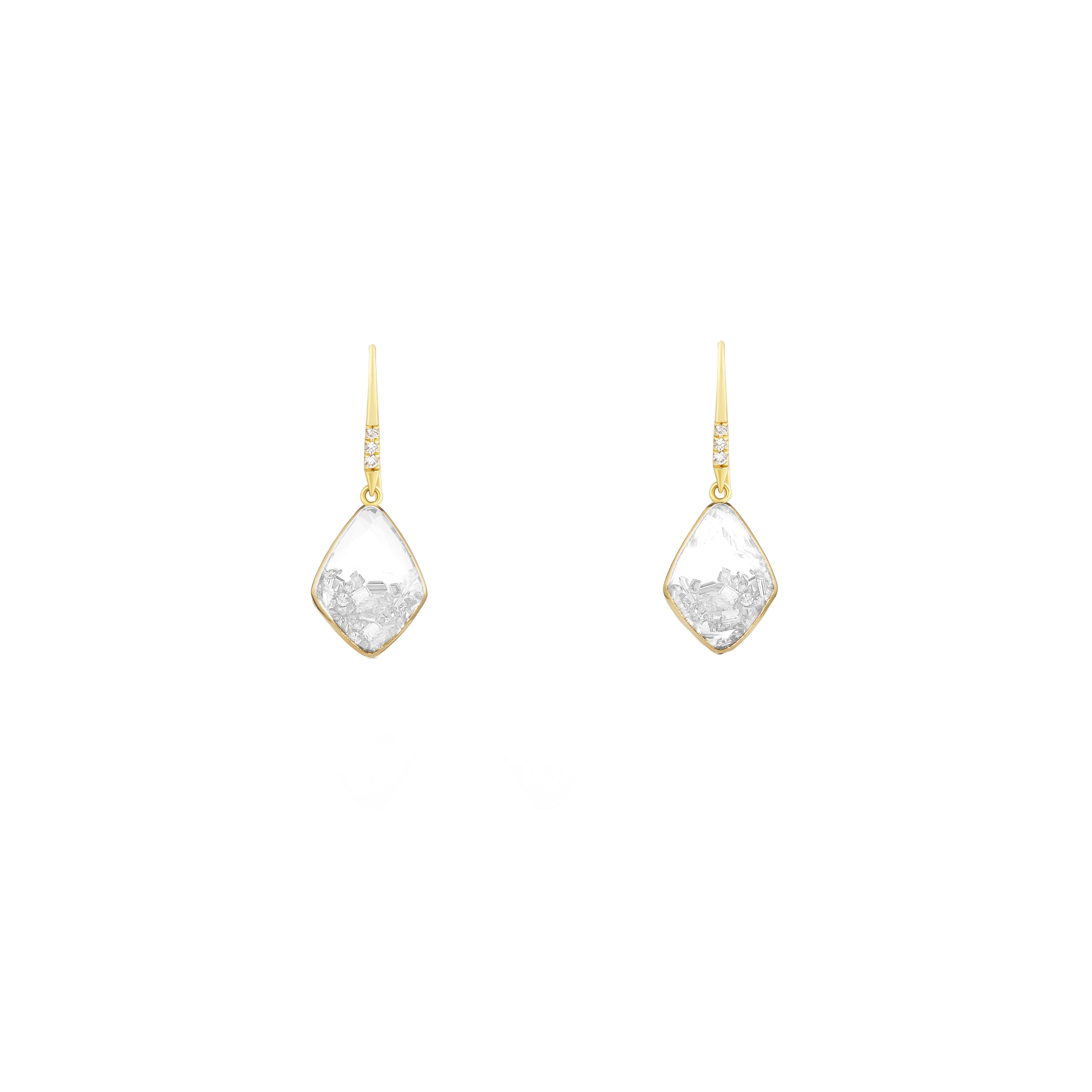 8 Karat Yellow Gold Kite Petite Drop Shaker Earrings