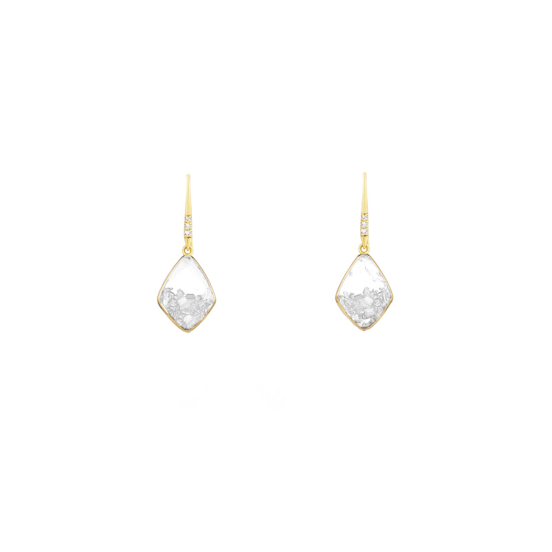 8 Karat Yellow Gold Kite Petite Drop Shaker Earrings