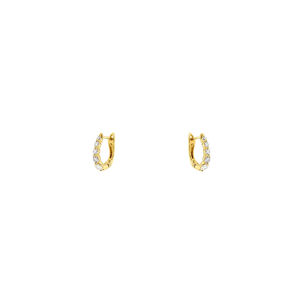 14 Karat Yellow Gold Hoop earrings with Graduating diamonds