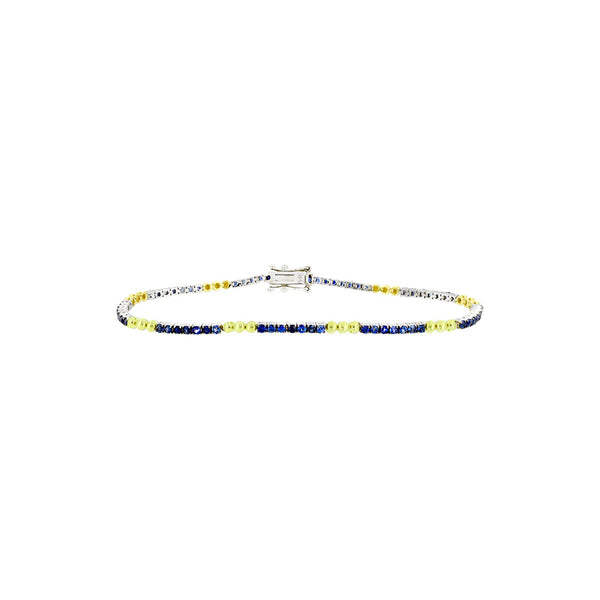 14 Karat Yellow Gold Tennis Bracelet with Blue Sapphires