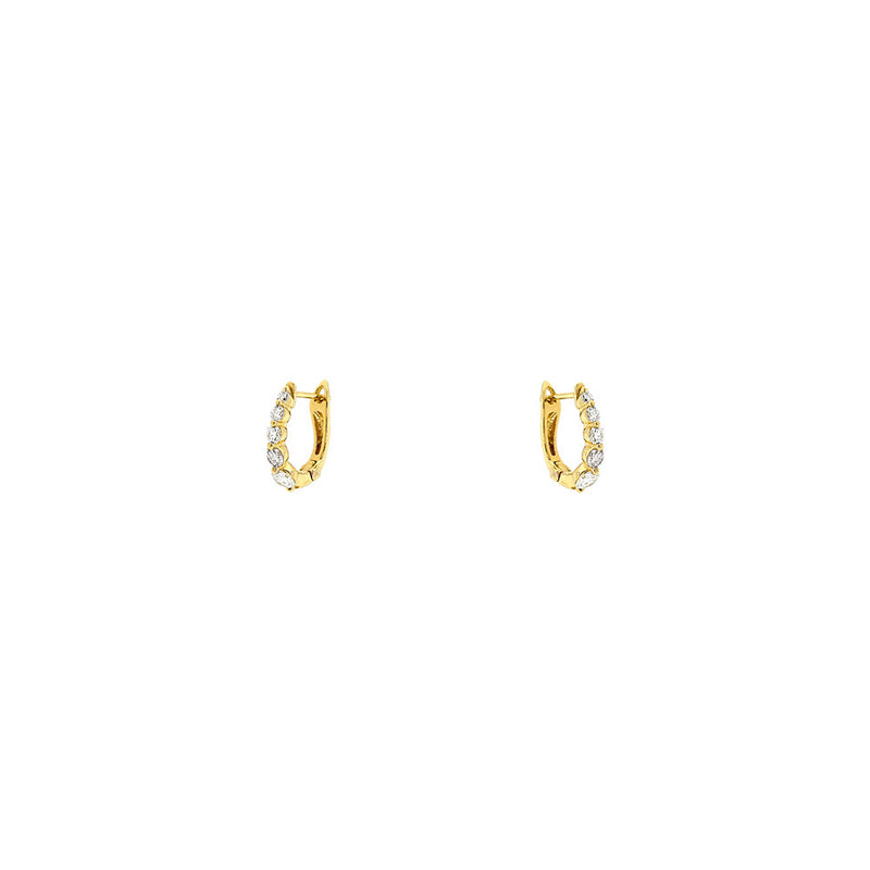 14 Karat Yellow Gold Hoop earrings with Graduating diamonds
