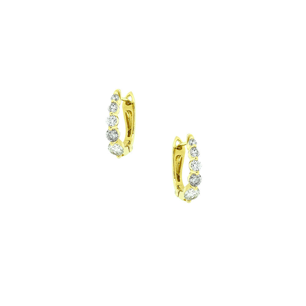 14 Karat Yellow Gold Hoop earrings with Graduating diamonds