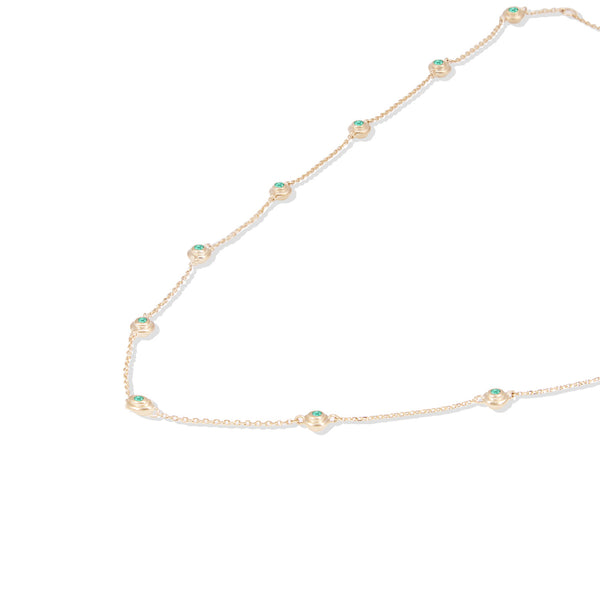 14 Karat Yellow Gold Evolve Emerald Station Necklace