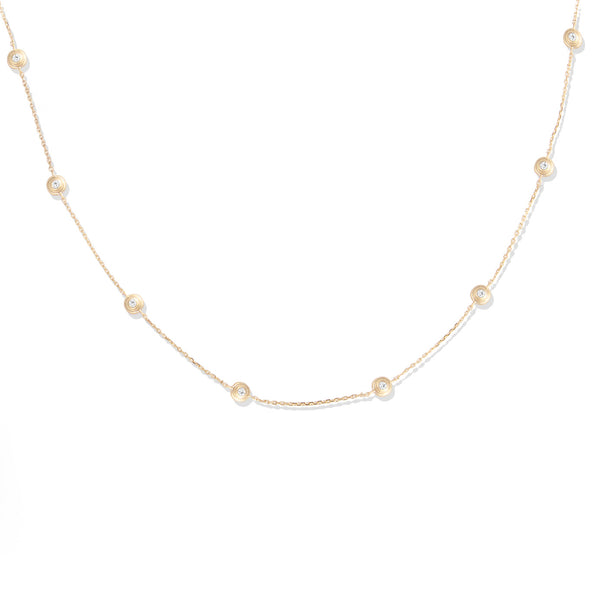 14 Karat Yellow Gold Evolve Diamond Station Necklace