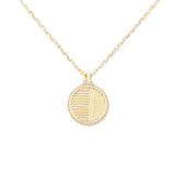 14 Karat Yellow Gold Found Small Disc Necklace with Turquoise & Pink Sapphires