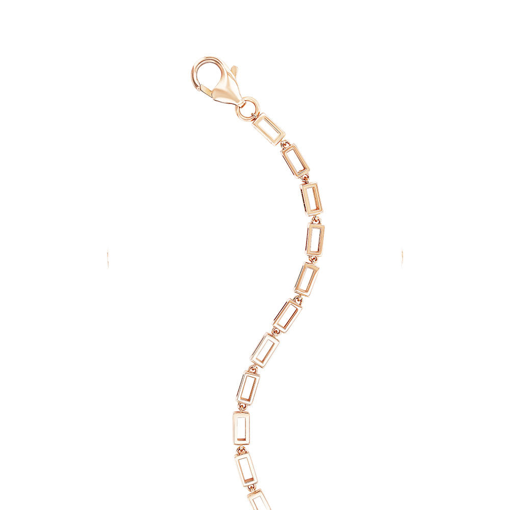 18 Karat Rose Gold Open Block Link Bracelet