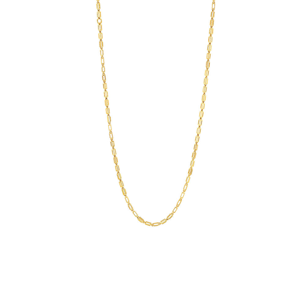 18 Karat Yellow Gold Block Necklace