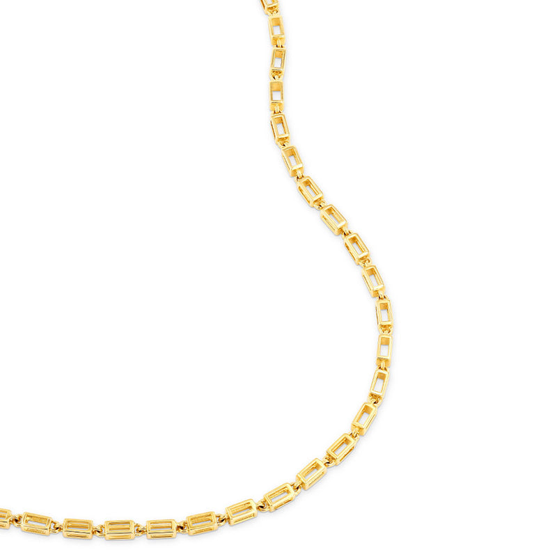 18 Karat Yellow Gold Block Necklace