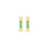 14 Karat Yellow Gold Spark Octagon Huggy Earring with Emeralds