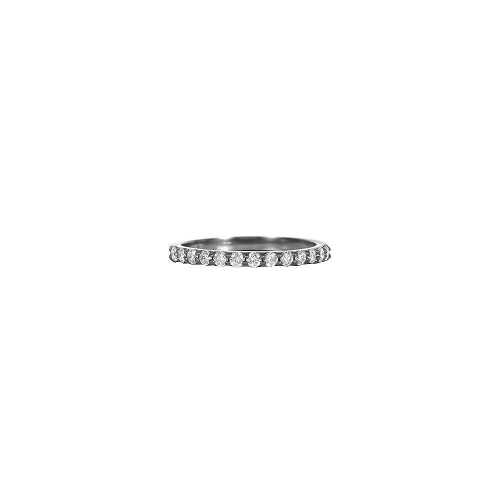 Sterling Silver band with Black Rhodium and diamonds