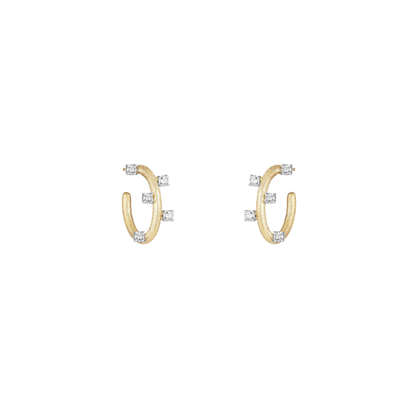 14 Karat Yellow gold ELISE half hoops with diamonds