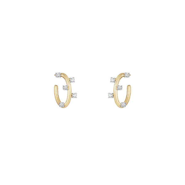 14 Karat Yellow gold ELISE half hoops with diamonds