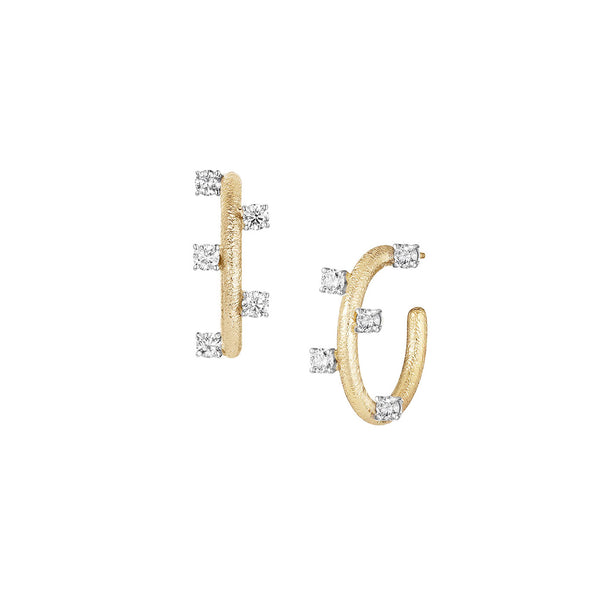 14 Karat Yellow gold ELISE half hoops with diamonds