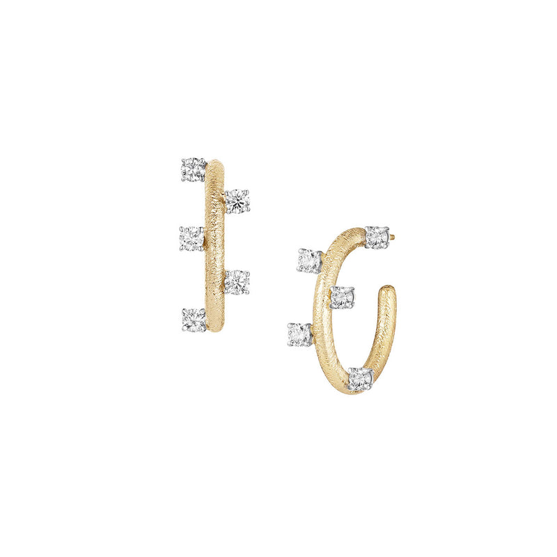 14 Karat Yellow gold ELISE half hoops with diamonds