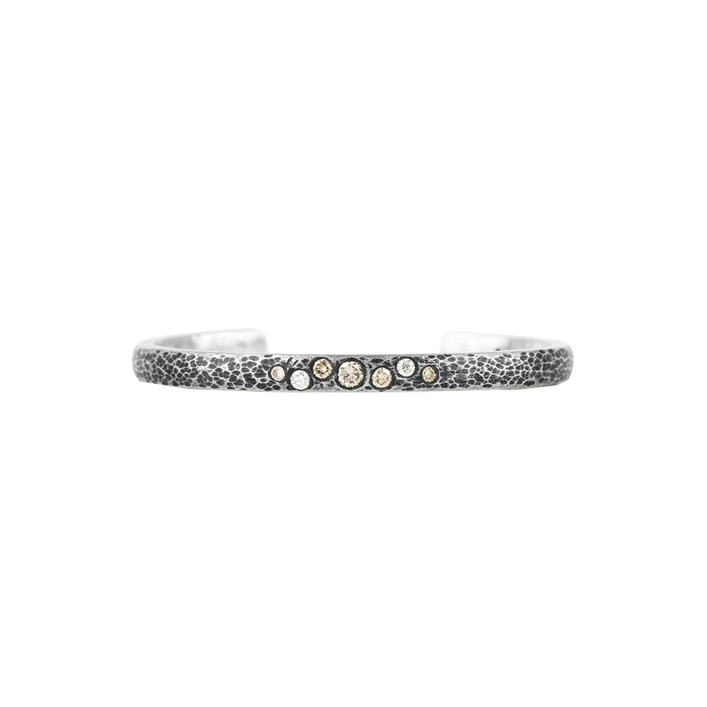 Sterling silver vintage finish diamond HUMA cuff bracelet