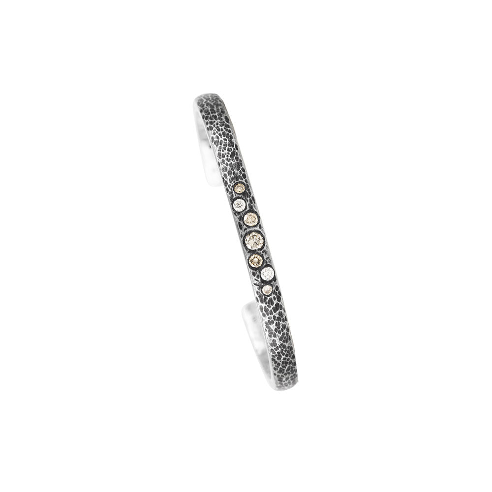Sterling silver vintage finish diamond HUMA cuff bracelet