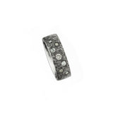Sterling Silver Hammered HAMI ring Champagne Diamonds