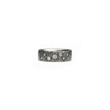 Sterling Silver Hammered HAMI ring Champagne Diamonds