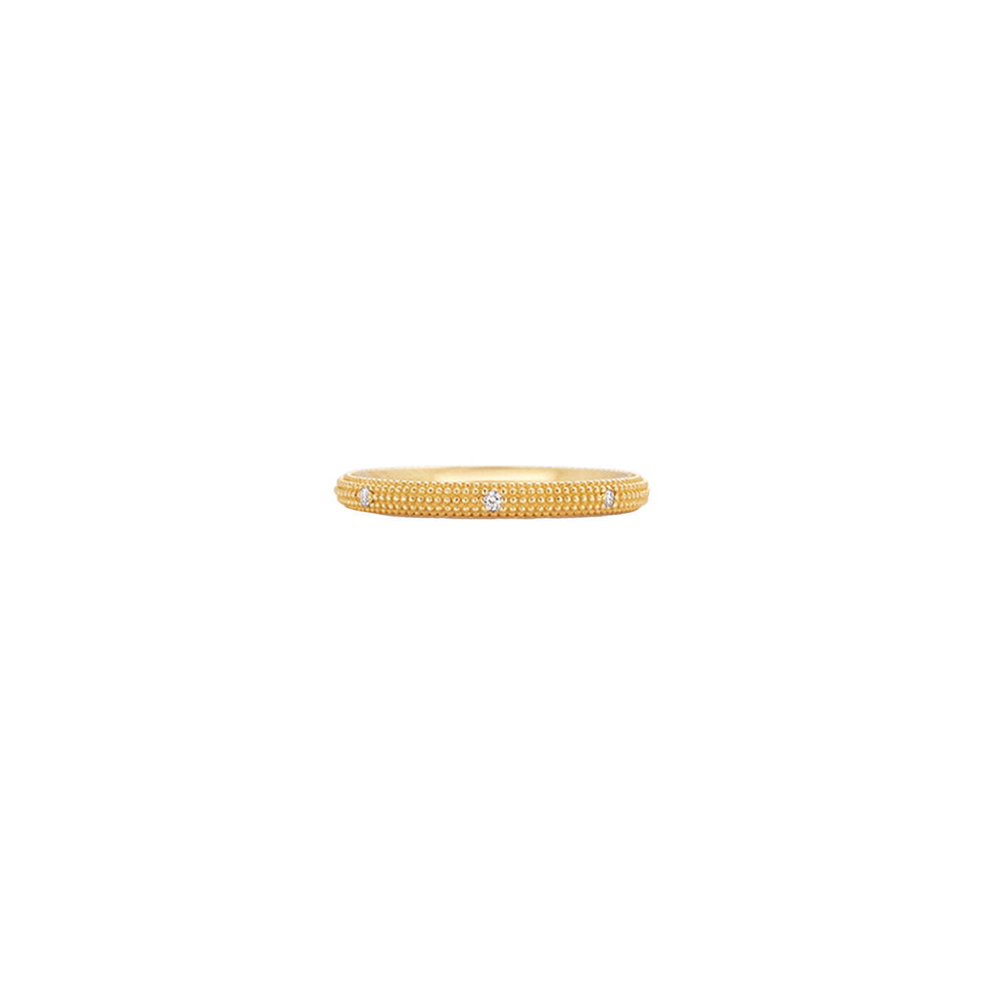 14 Karat Yellow gold textured IRA band with diamonds
