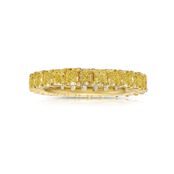 Fancy yellow eternity ring. Yellow diamond eternity band. Yellow diamond wedding band. Yellow diamond ring. Yellow diamond jewelry.