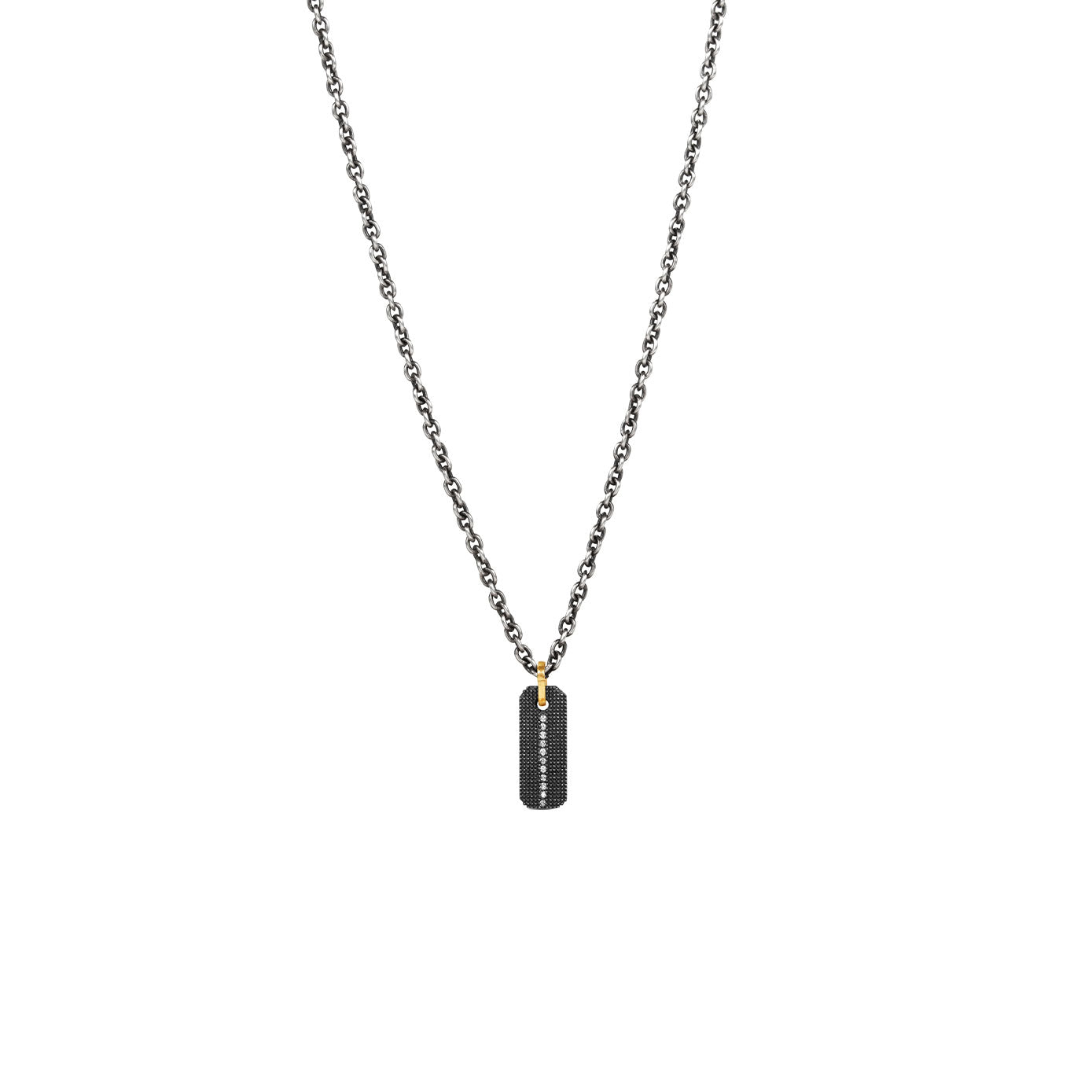 Sterling Silver black rhodium jenna bar pendant with white diamonds