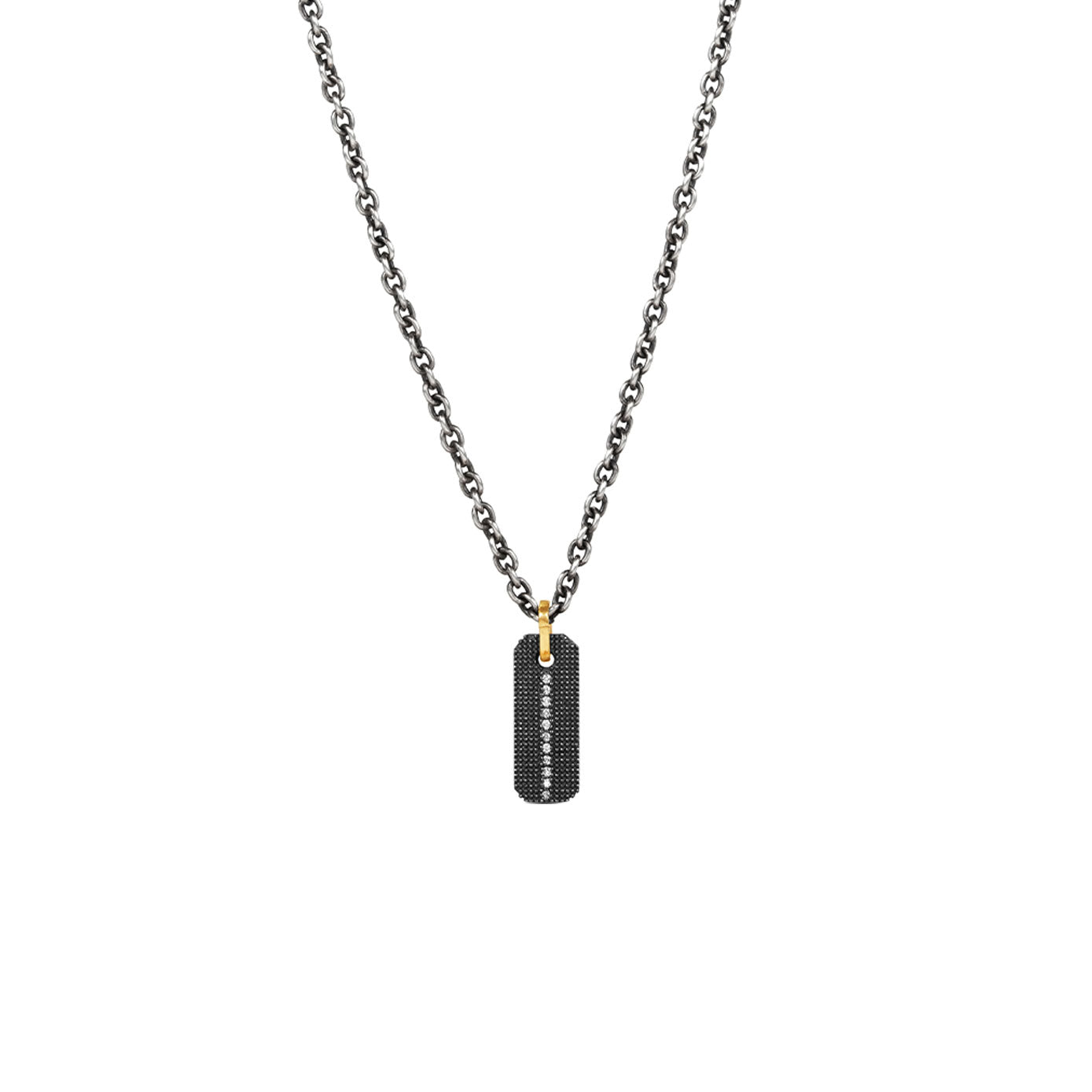 Sterling Silver black rhodium jenna bar pendant with white diamonds