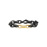 Sterling Silver Black Rhodium and 14 Karat Yellow Gold KORA link bracelet