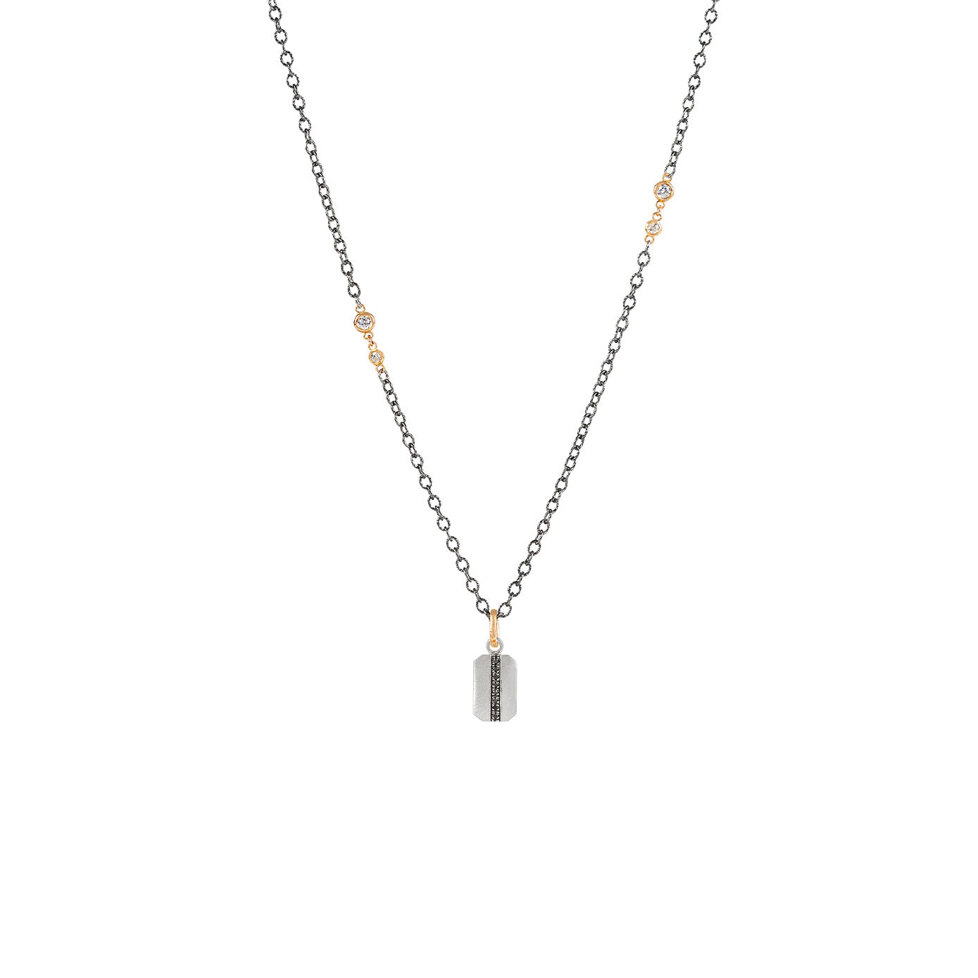 Sterling silver La Petite LANE bar pendant with black diamonds
