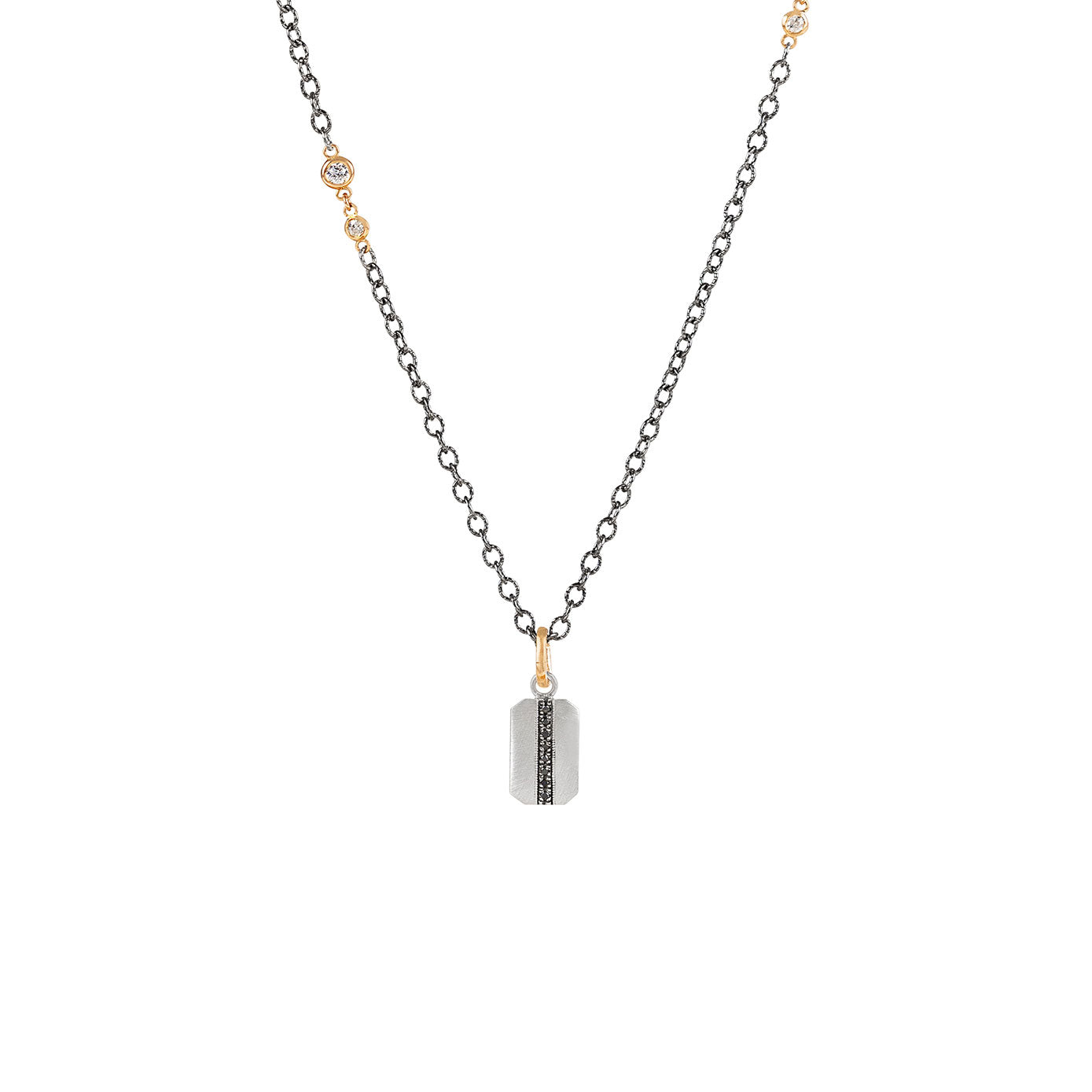 Sterling silver La Petite LANE bar pendant with black diamonds