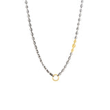 Sterling Silver Black Rhodium and 14 Karat Yellow Gold Gucci Links Chain with Charm Bail