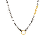 Sterling Silver Black Rhodium and 14 Karat Yellow Gold Gucci Links Chain with Charm Bail