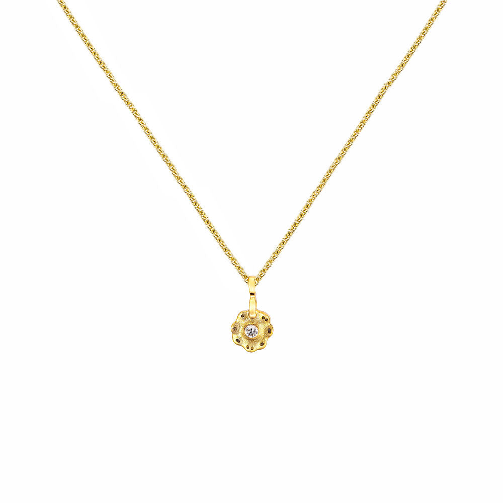 18 Karat Yellow Gold Flora charm with Diamond