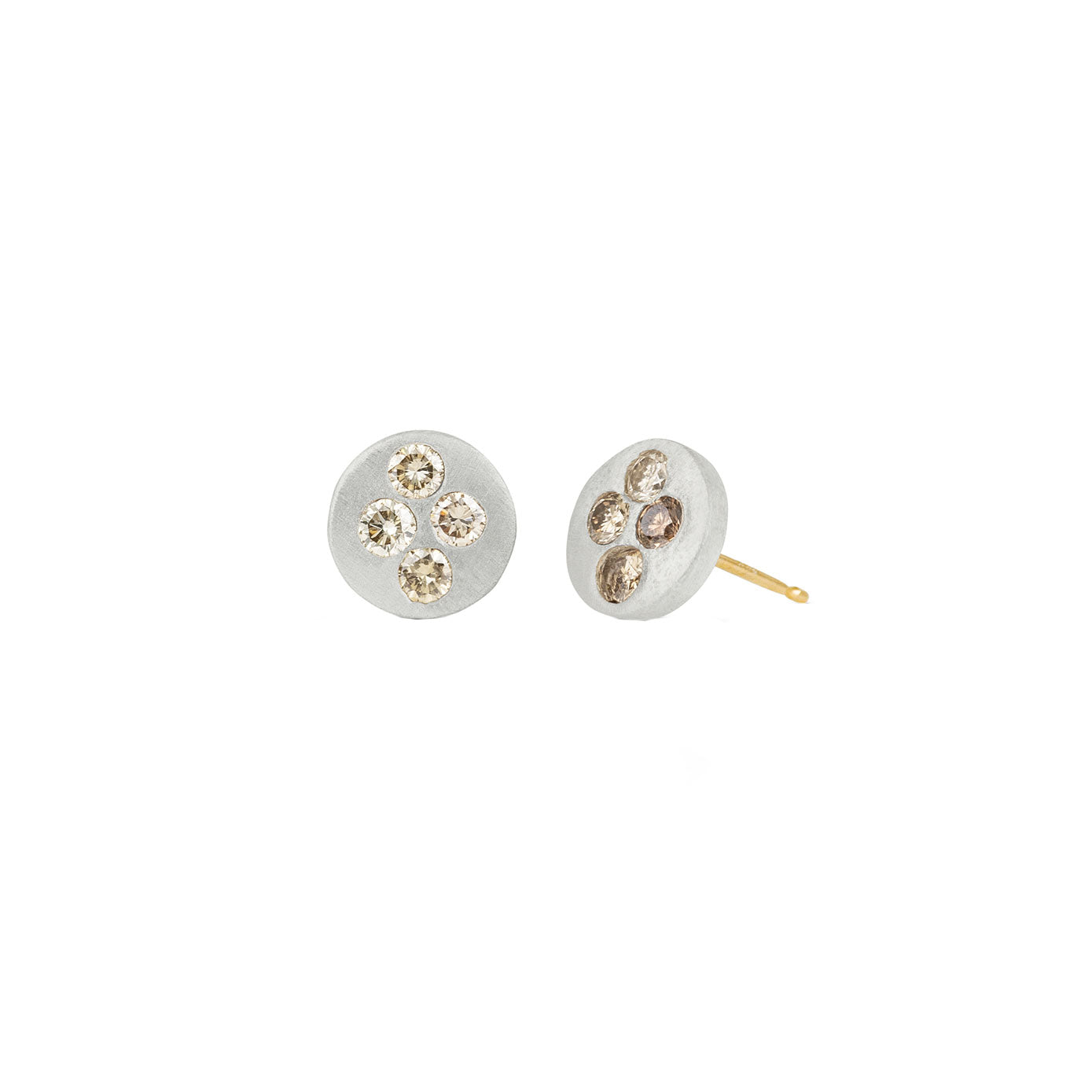 Sterling Silver MEG stud earrings with champagne diamonds