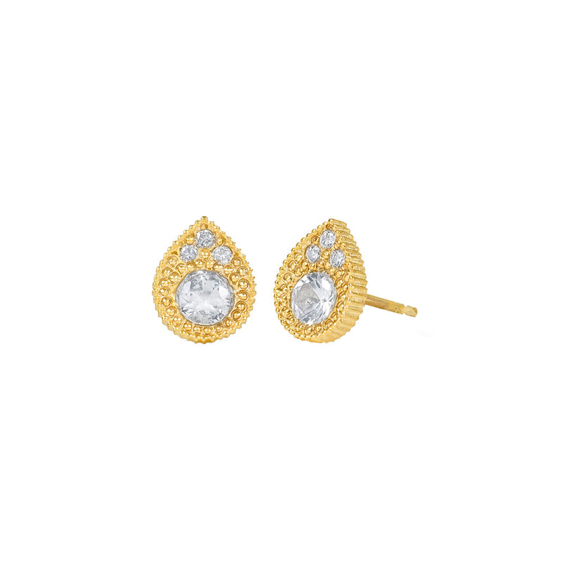 14 Karat Yellow Gold MINN Stud earring with White Sapphires