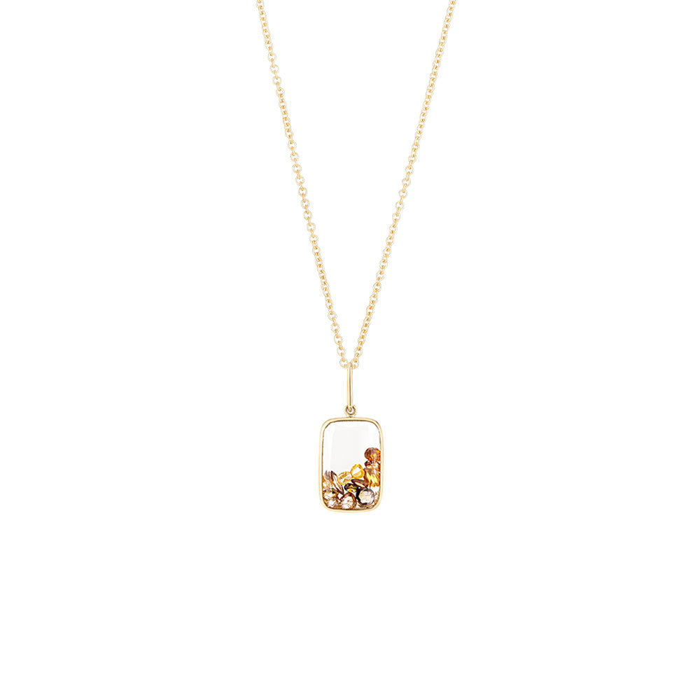 18 Karay Yellow gold Ten Fourteen Shaker Pendant with Yellow and White diamonds