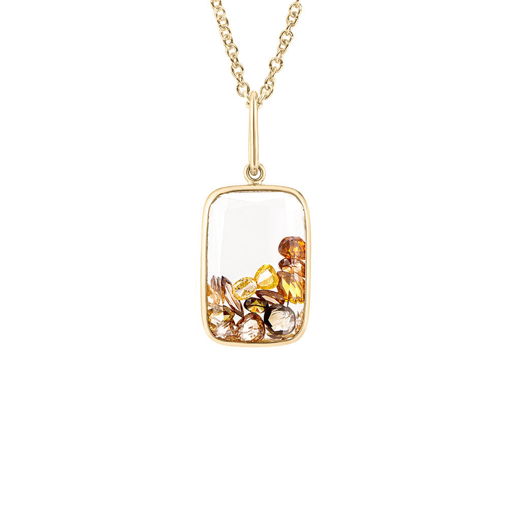 18 Karay Yellow gold Ten Fourteen Shaker Pendant with Yellow and White diamonds