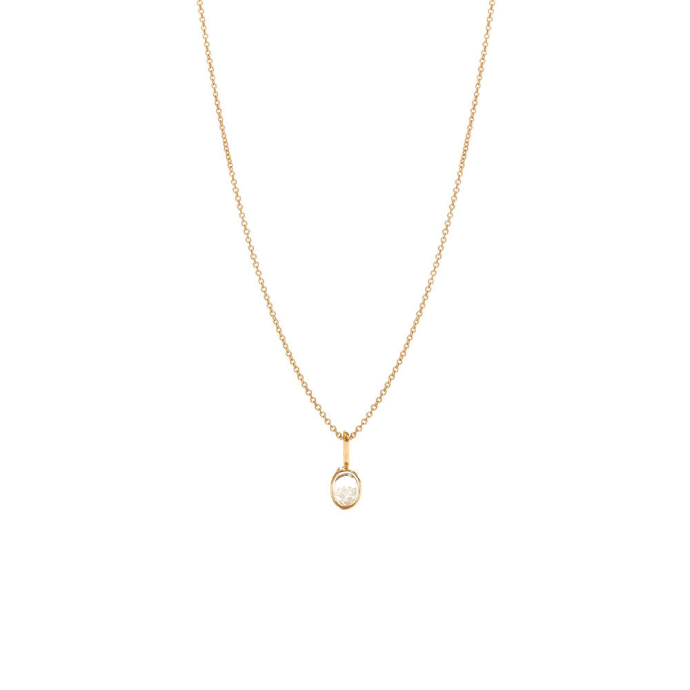 18 Karat Yellow Gold Oval Mini Shaker Pendant with Diamonds