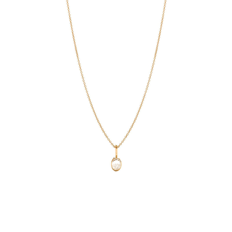 18 Karat Yellow Gold Oval Mini Shaker Pendant with Diamonds