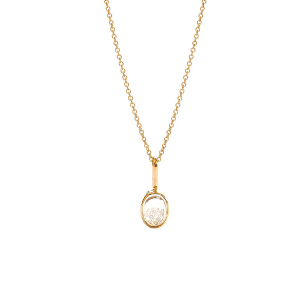 18 Karat Yellow Gold Oval Mini Shaker Pendant with Diamonds