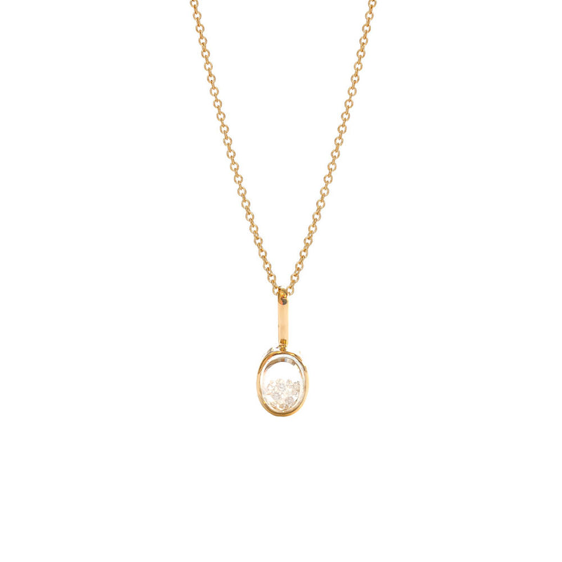 18 Karat Yellow Gold Oval Mini Shaker Pendant with Diamonds